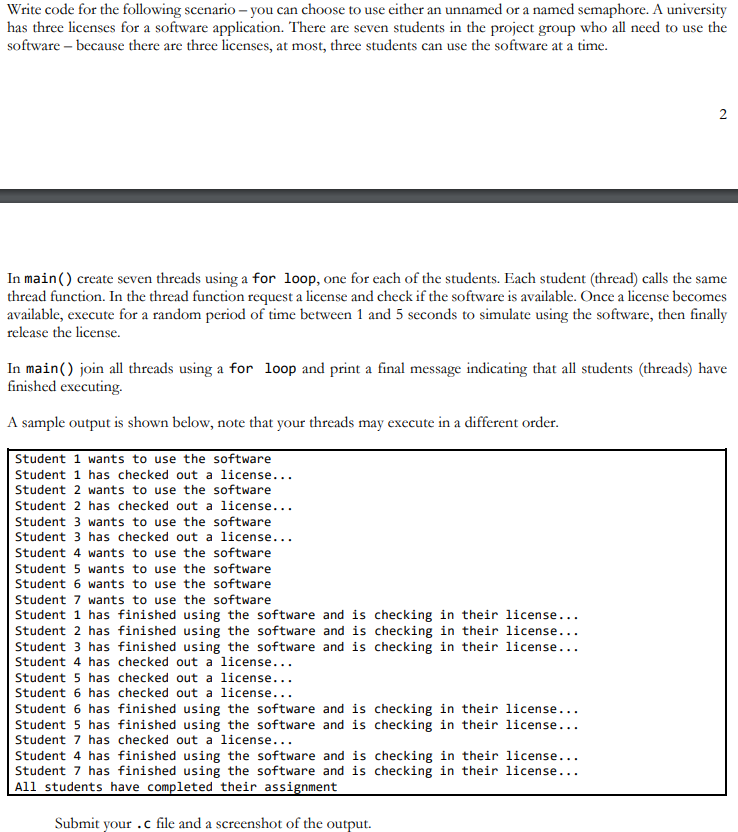 Write code for the following scenario - you can choose to