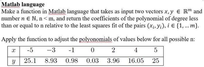  Matlab language Make a function in Matlab language that takes as