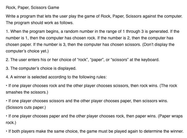  use python program and add comments. Rock, Paper, Scissors Game Write