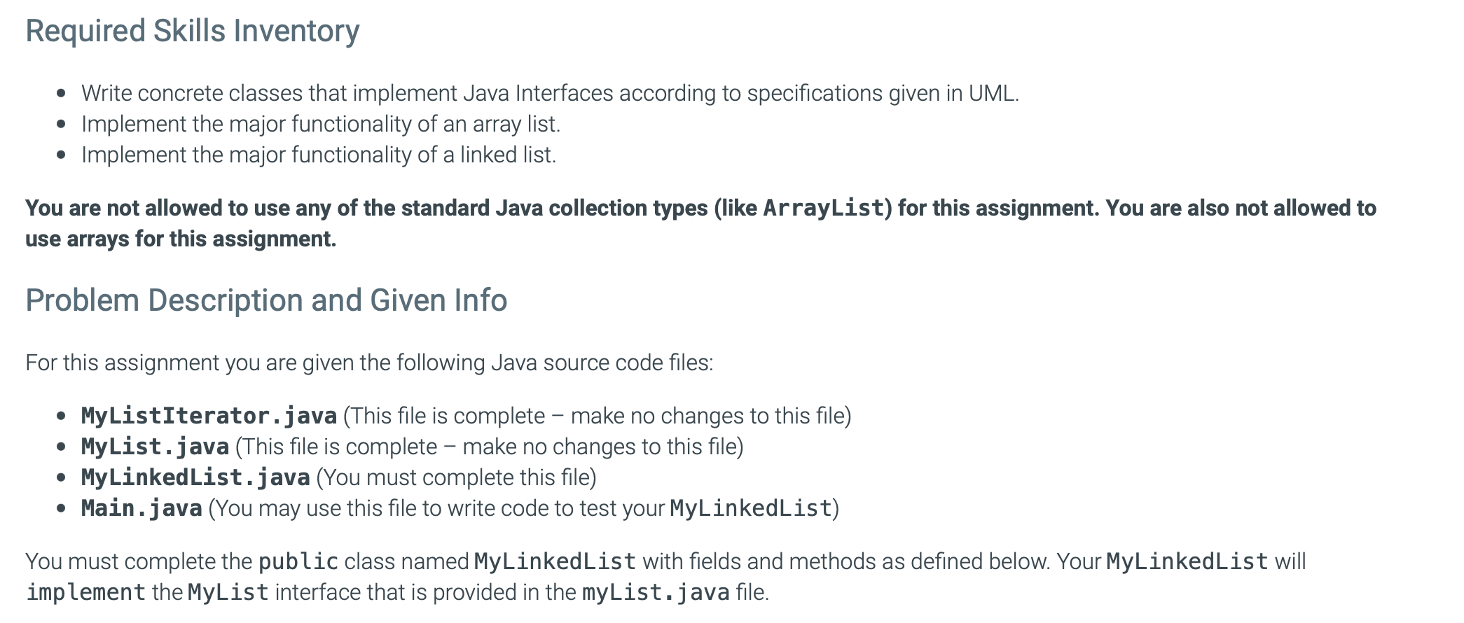  Required Skills Inventory - Write concrete classes that implement Java Interfaces