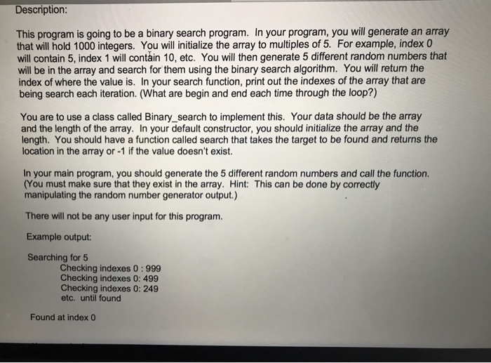  On C++ Description: This program is going to be a binary