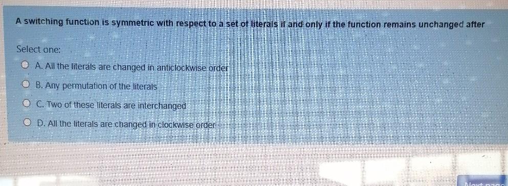 A switching function is symmetric with respect to a set of