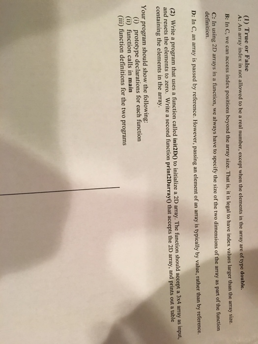 (1) True or False A: An array index in not allowed