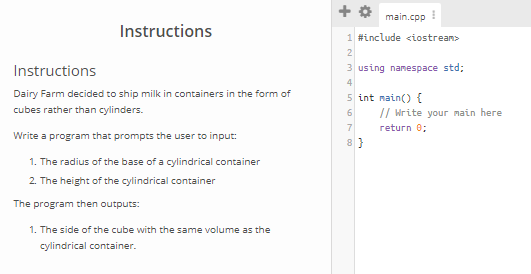  +main.cpp Instructions 1#include 3 using nanespace std: Instructions Dairy Farm decided