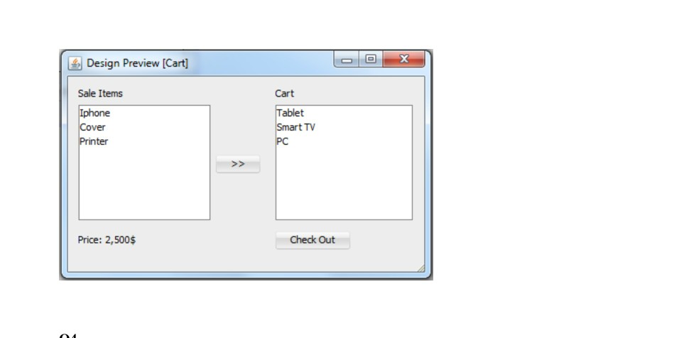 (multiple selection lists) 2. 2 Buttons 3. 3 Labels The first list