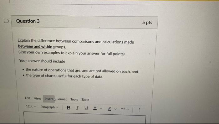 Data visualization Explain the difference between comparisons and calculations made between and