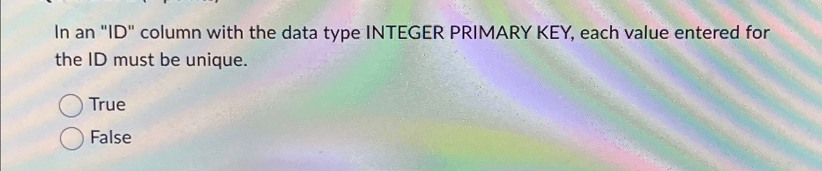  In an "ID" column with the data type INTEGER PRIMARY KEY,