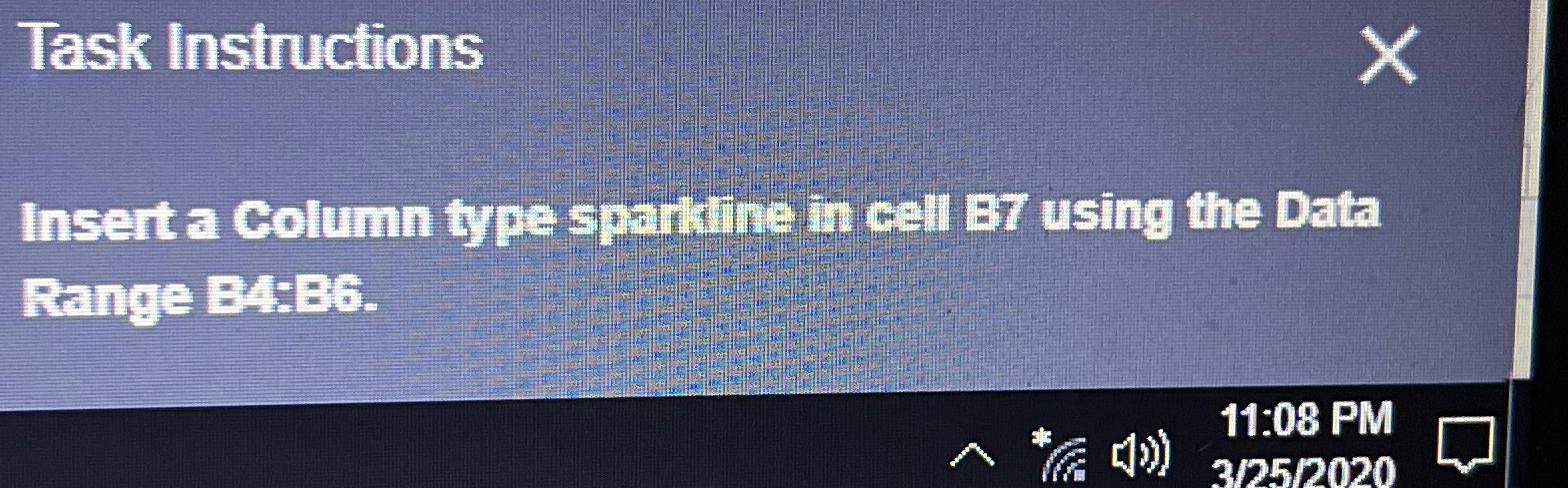  Task Instructions Insert a Column type sparkine in cell 87 using