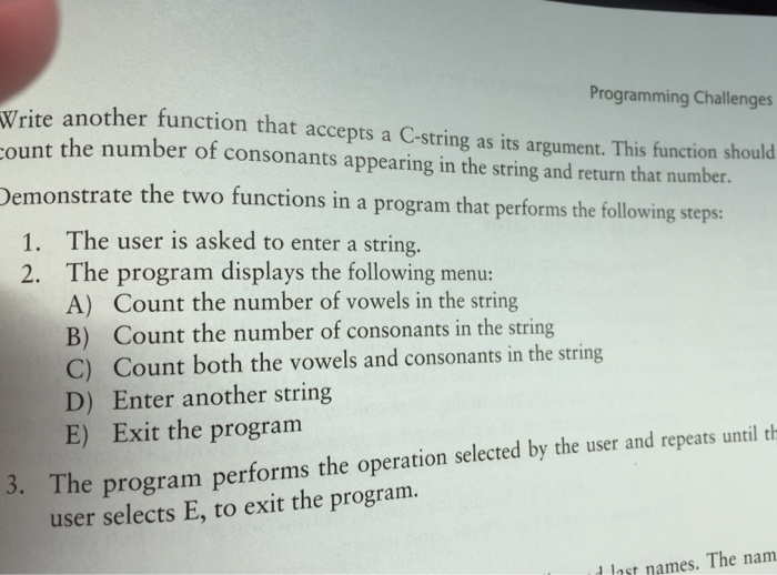  I need help with c++ Programming Challenges Write another function that