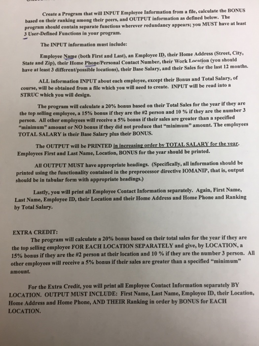  Data files: Please write the program in c++ Start off with