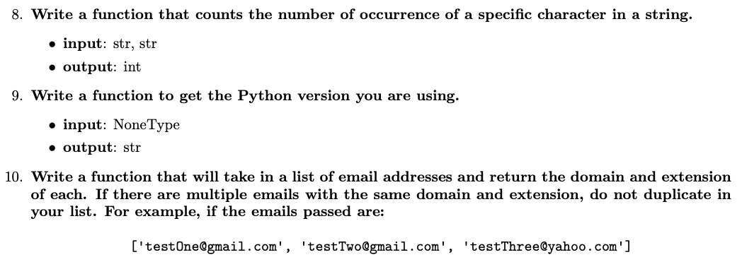  8. Write a function that counts the number of occurrence of