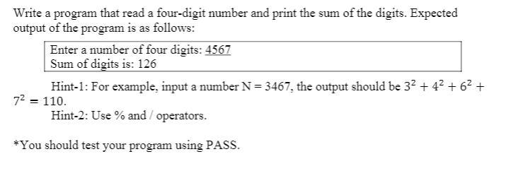 Language c++ thank you Write a program that read a four-digit number