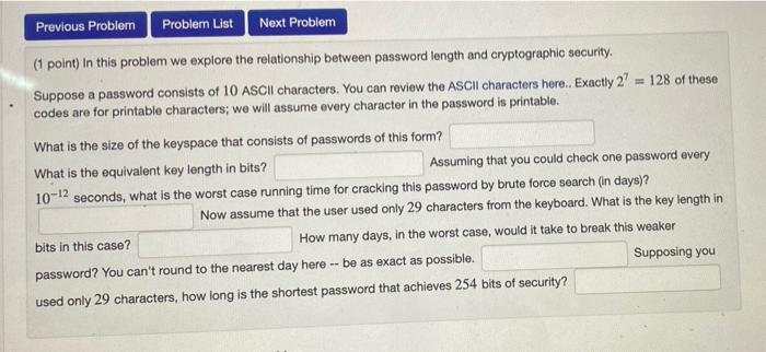  Previous Problem Problem List Next Problem (1 point) In this problem