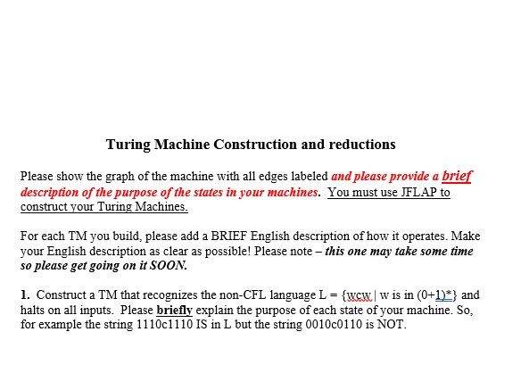  Turing Machine Construction an d reduction:s Please show the graph of