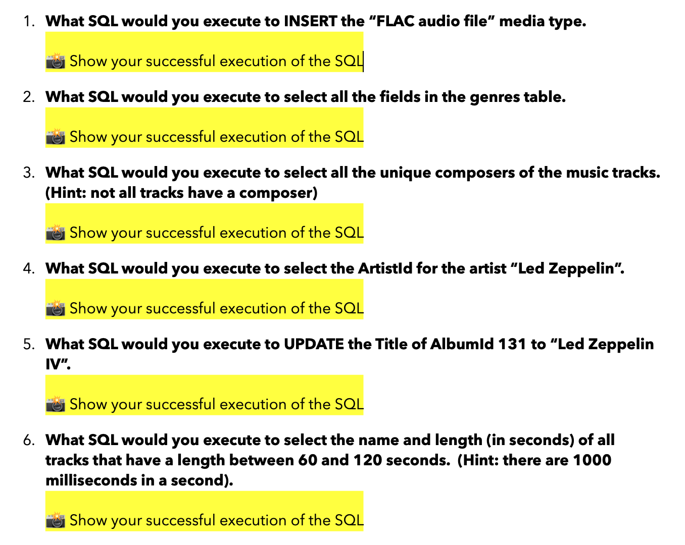  What SQL would you execute to INSERT the "FLAC audio file"