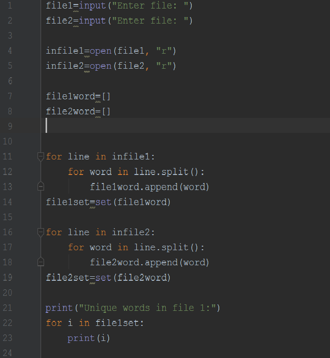 Im writing a program that takes the text from 2 files