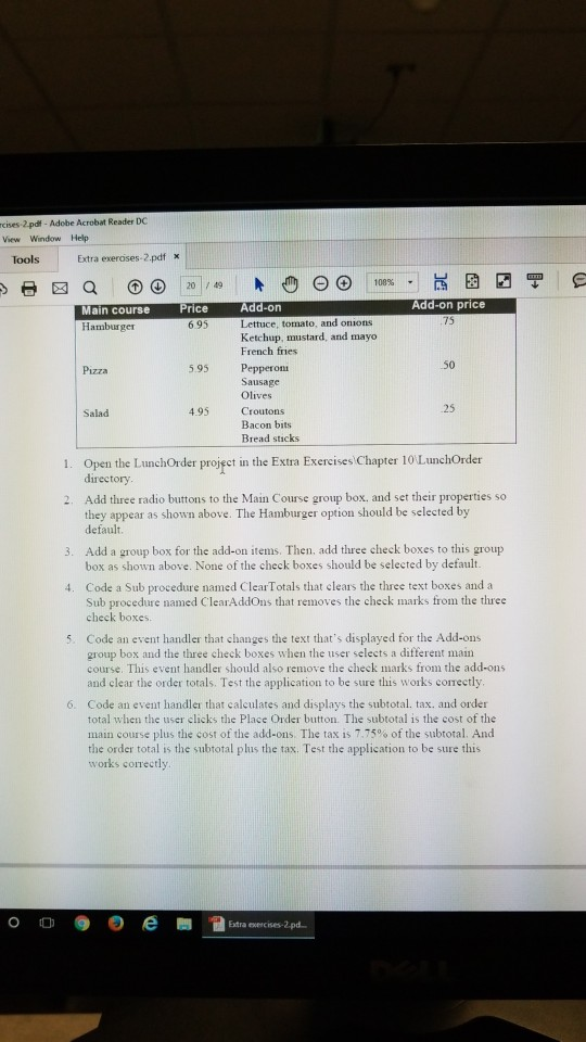 Reader D ew Window Help Tools Extra exeraises-2pdtx 20 Extra exercises for