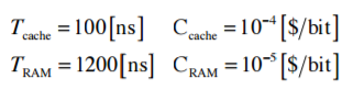 Consider a memory system with the following parameters: (a) What is the