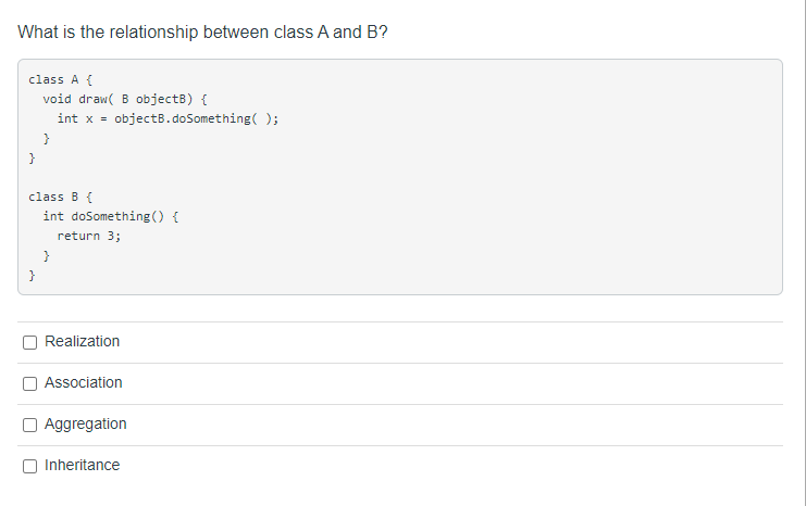 What is the relationship between class A and B? class A