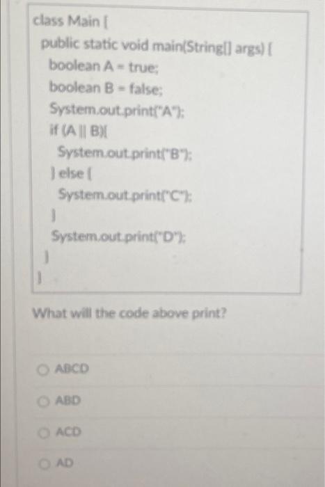 operator OR? && II != public static void main(String[] args) [ boolean