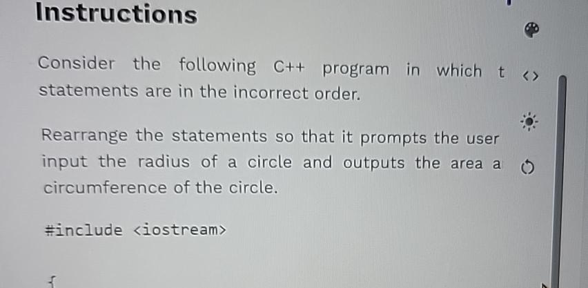  Instructions Consider the following C++ program in which t(::) statements are