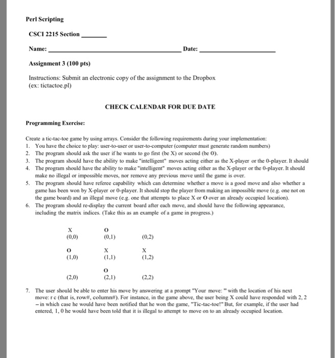  Using Perl scripting Perl Scripting CSCI 2215 Section Name: Assignment 3