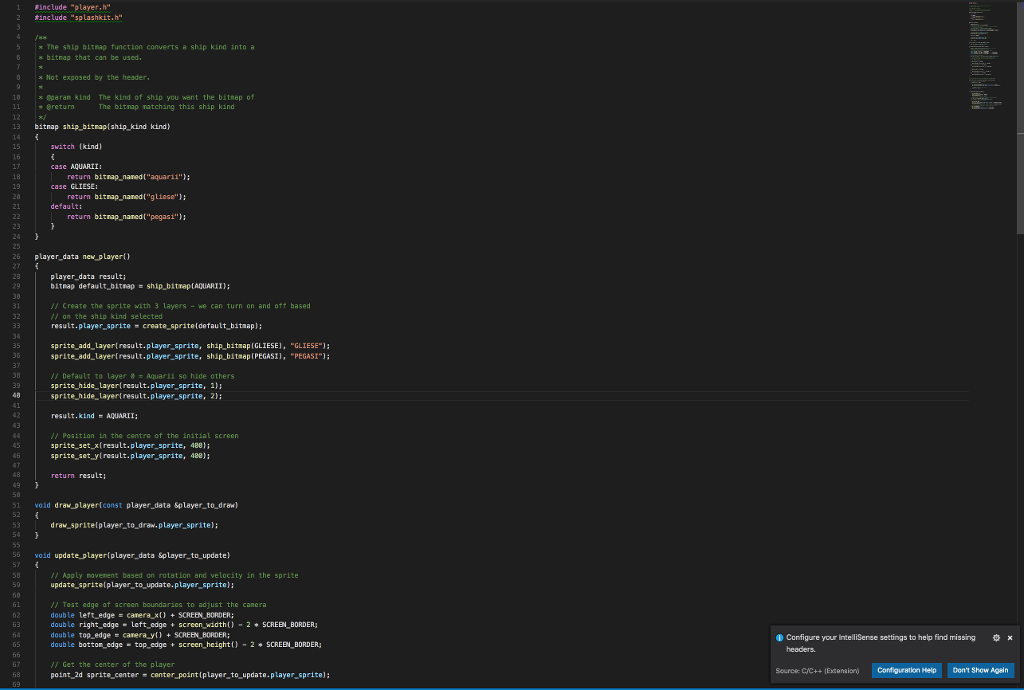 Question1) C++, Splashkit and Visual Studio Fix this code justifying the criteria