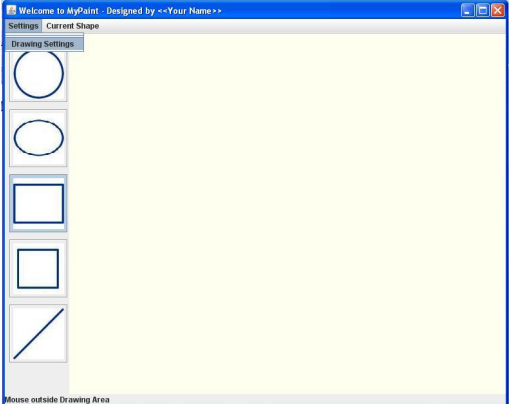 options. The application should have menus as well as toolbar to select