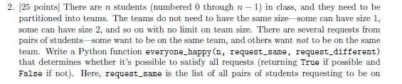  2. 25 points] There are n students (numbered 0 through n