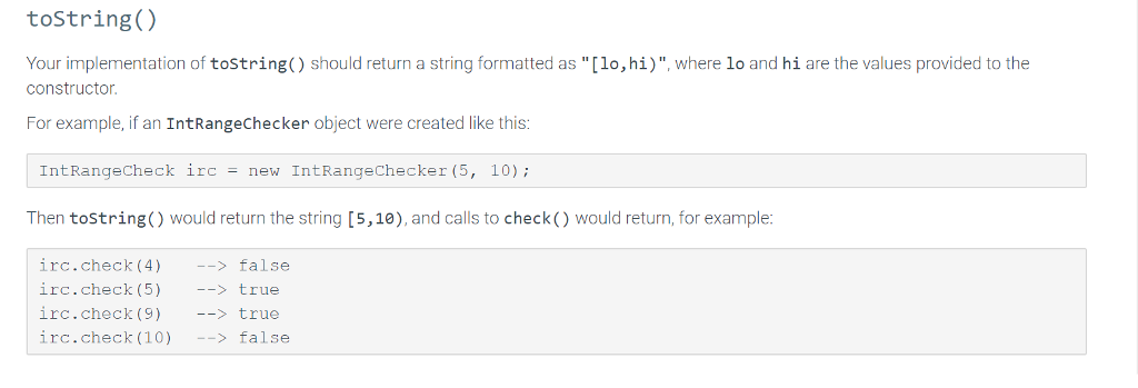 (ADT) called IntRangeChecker that checks integers against a half-open range provided to