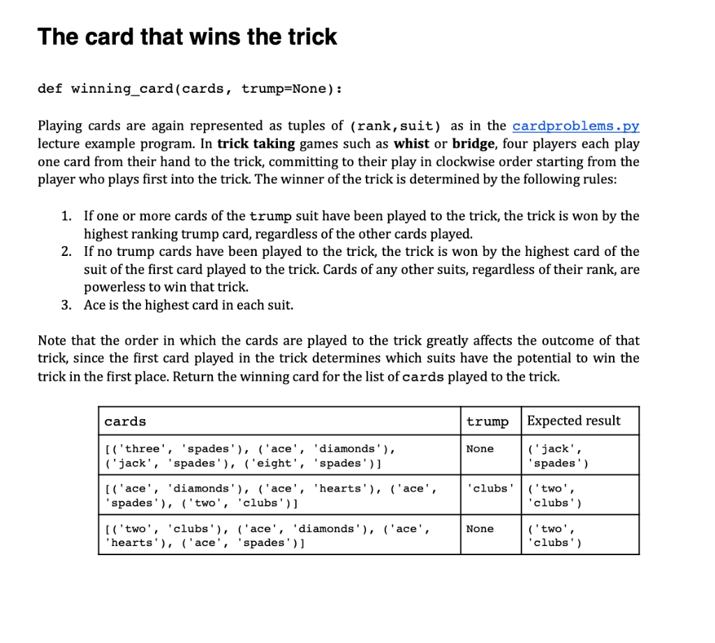  How do you solve this with Python? The card that wins
