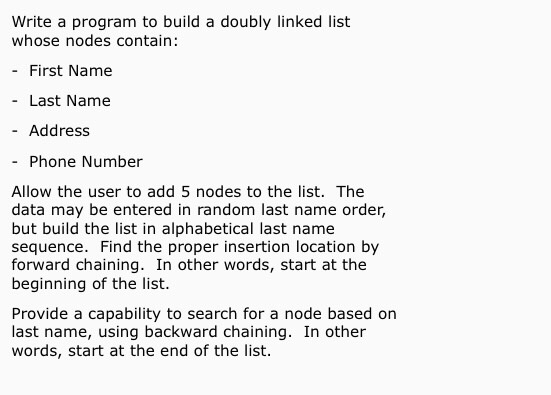  C++ Write a program to build a doubly linked list whose