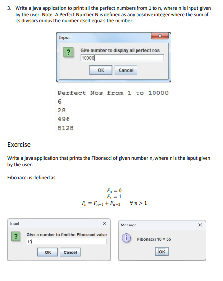 3. Write a java application to print all the perfect numbers