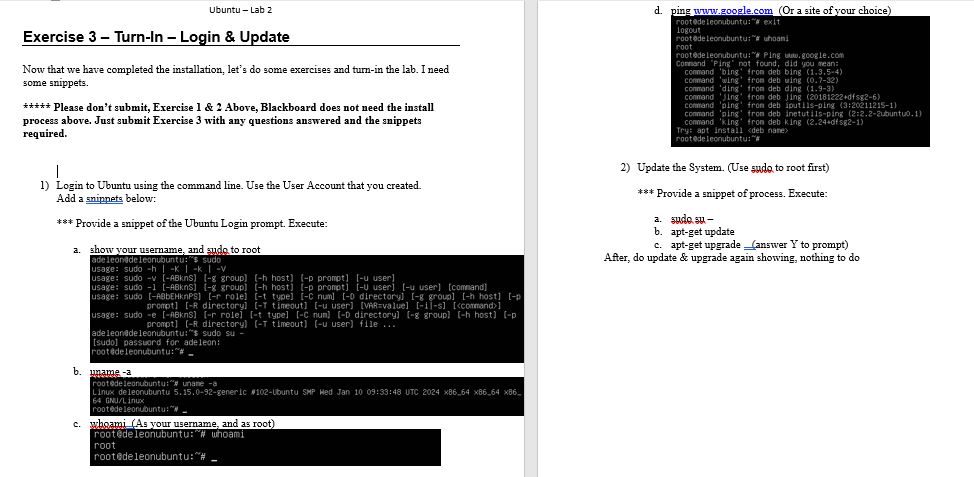 2) Update the System. (Use sudo to root first) *** Provide