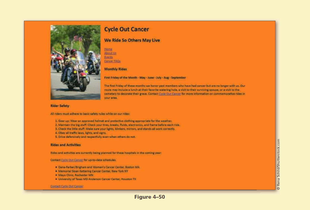 a philanthropic group of motorcyclists, Cycle Out Cancer, who participate in community