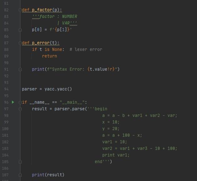 your output afterwards. EXAMPLE 3.1 A Grammar for a Small Language begin