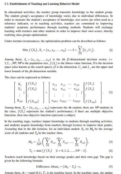 Write a matlab code based on the situation below 3.3. Establishment of