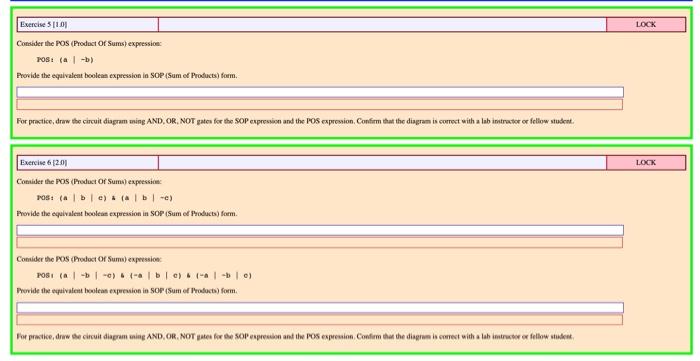  LOCK Exercise 31.01 Consider the POS (Product Or Sums expression POS: