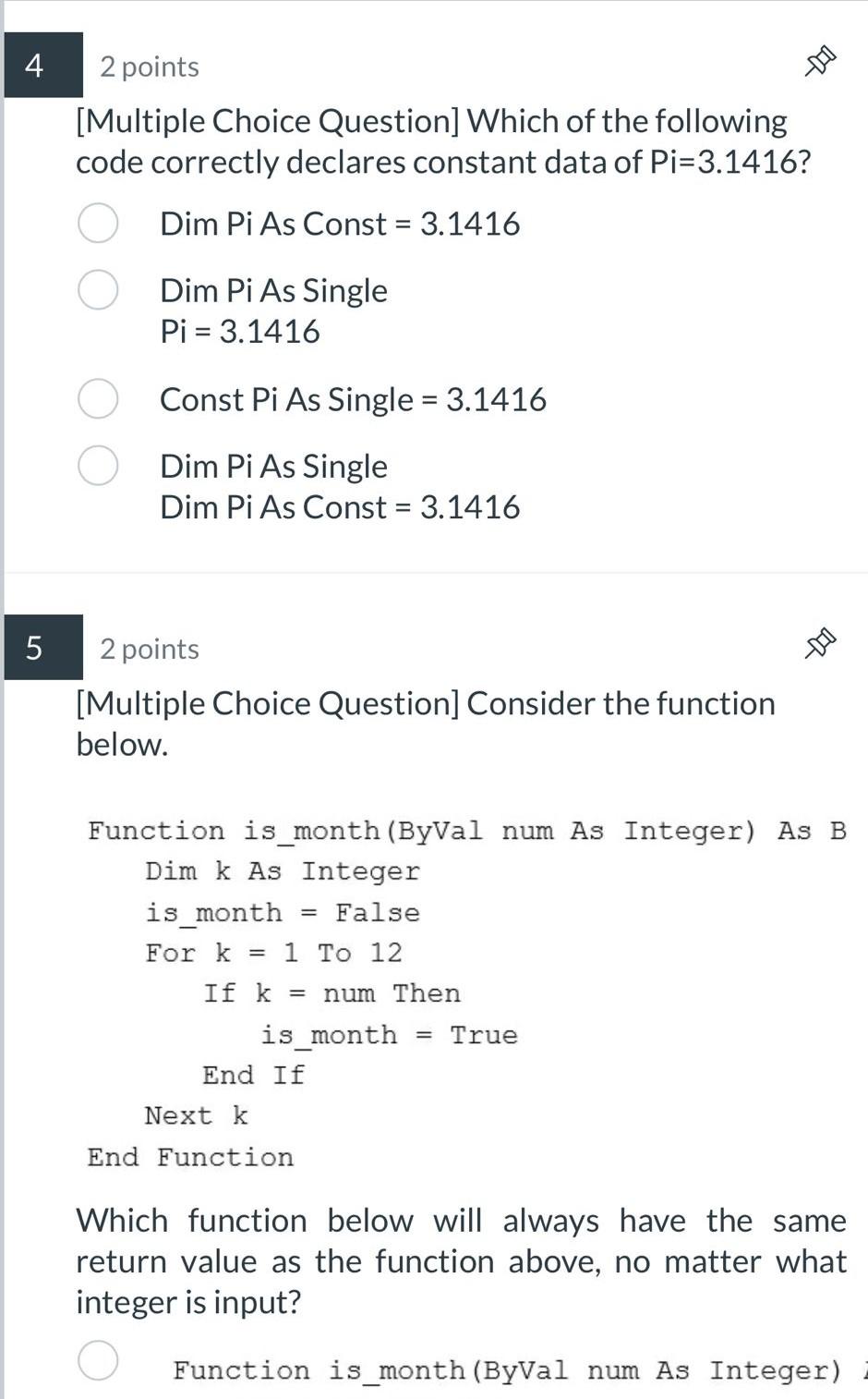  [Multiple Choice Question] Which of the following code correctly declares constant