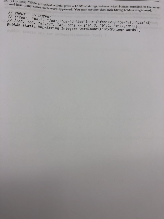  Java help method which, given a List of strings, returns what