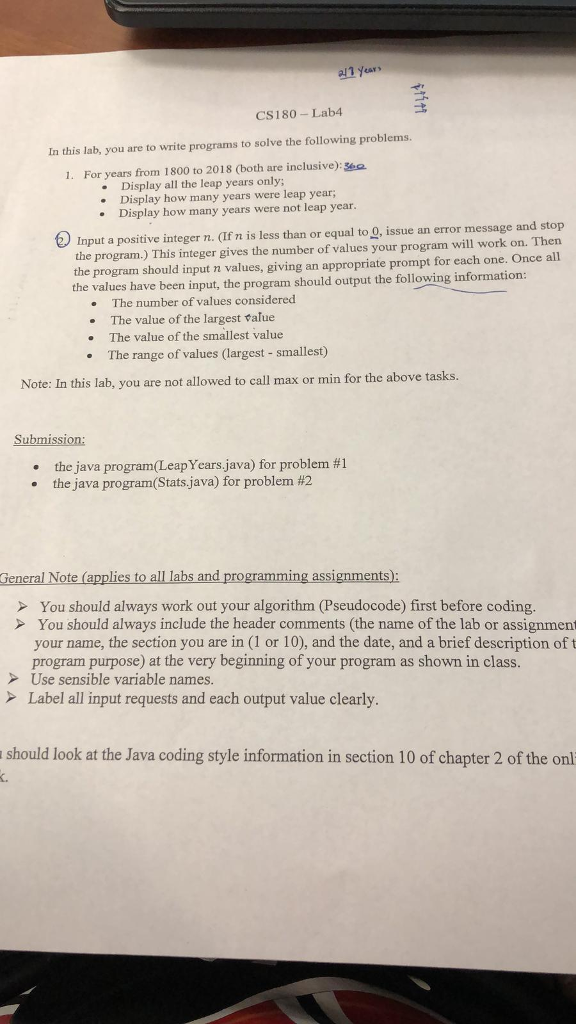 Do the 2nd one in java aln years CAY CS180-Lab4 In this