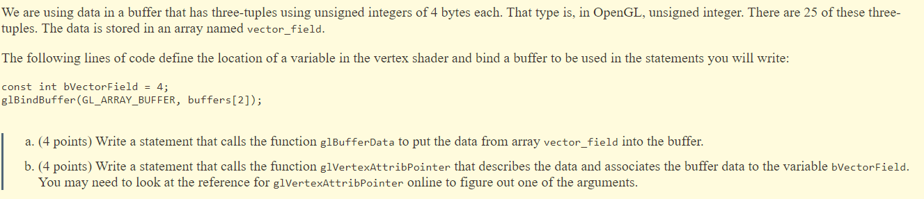 We are using data in a buffer that has three-tuples using