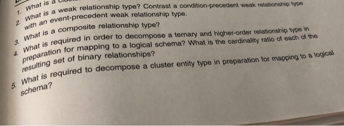  DBMS class. Please answer these questions ai a weak relationship type?