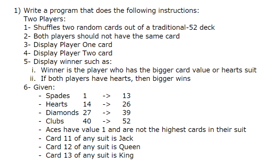 Please use C++ Write a program that does the following instructions: Two