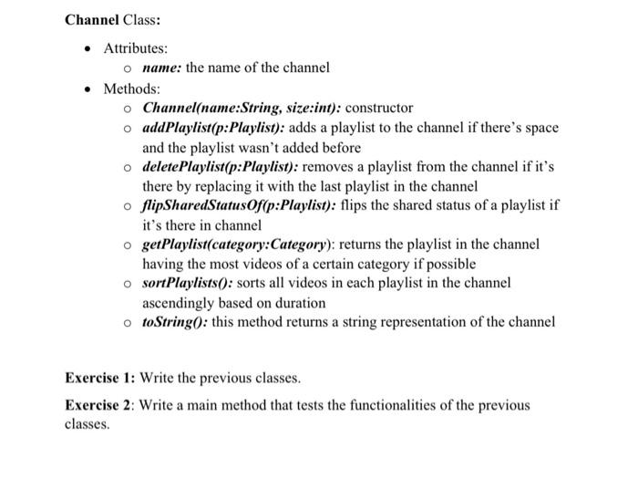Playlist): boolean + getPlaylis (Category Category) Playlist sortPiylists:void toString String Playlist Playlistname: