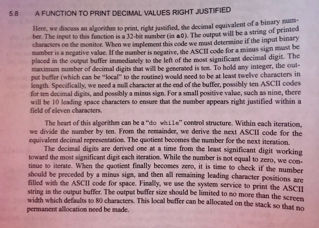 WRITE THE FUNCTION DESCRIBED IN SECTION 5.8 AND A MAIN ROUTINE TO