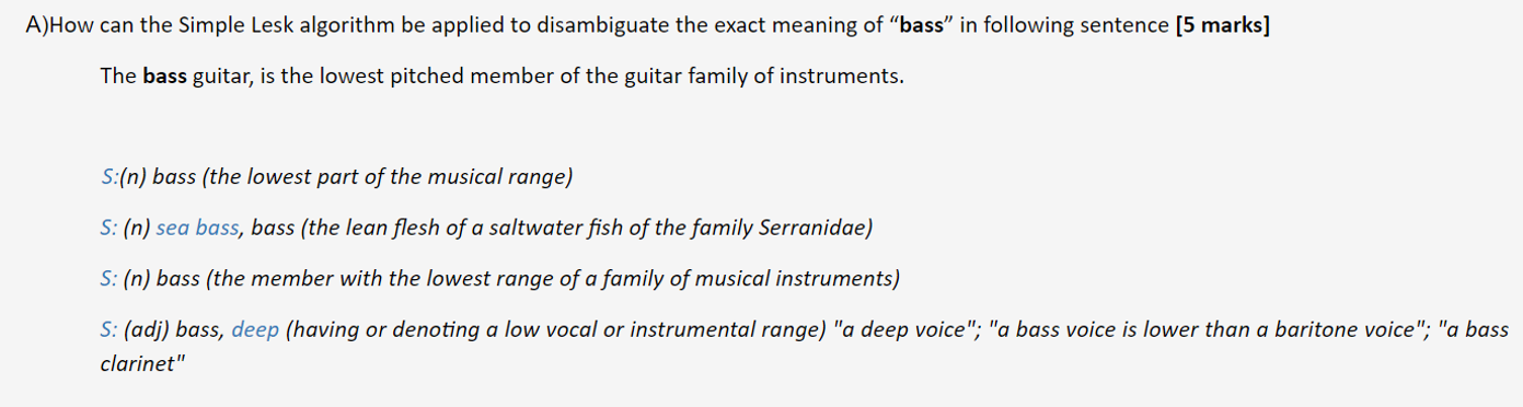 Subject - Computer Science (Natural Language Processing) Early response appreciated, All answers