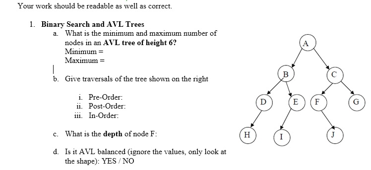  Binary Search Trees && AVL Trees Your work should be readable