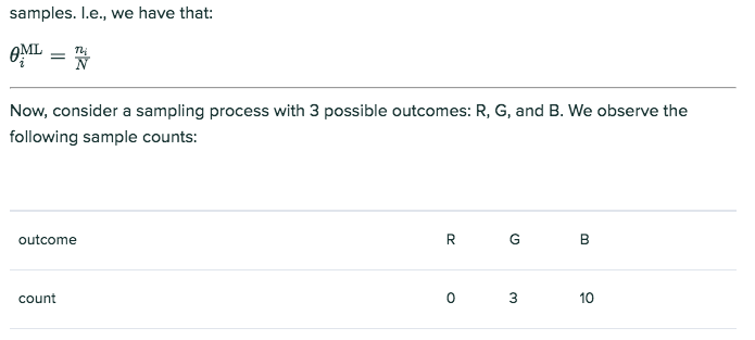 likelihood estimates for the probabilities of each outcome? Now, use Laplace smoothing