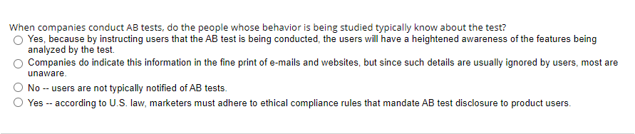 When companies conduct AB tests, do the people whose behavior is